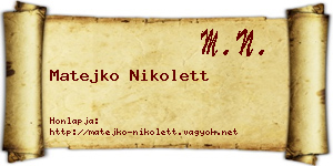 Matejko Nikolett névjegykártya